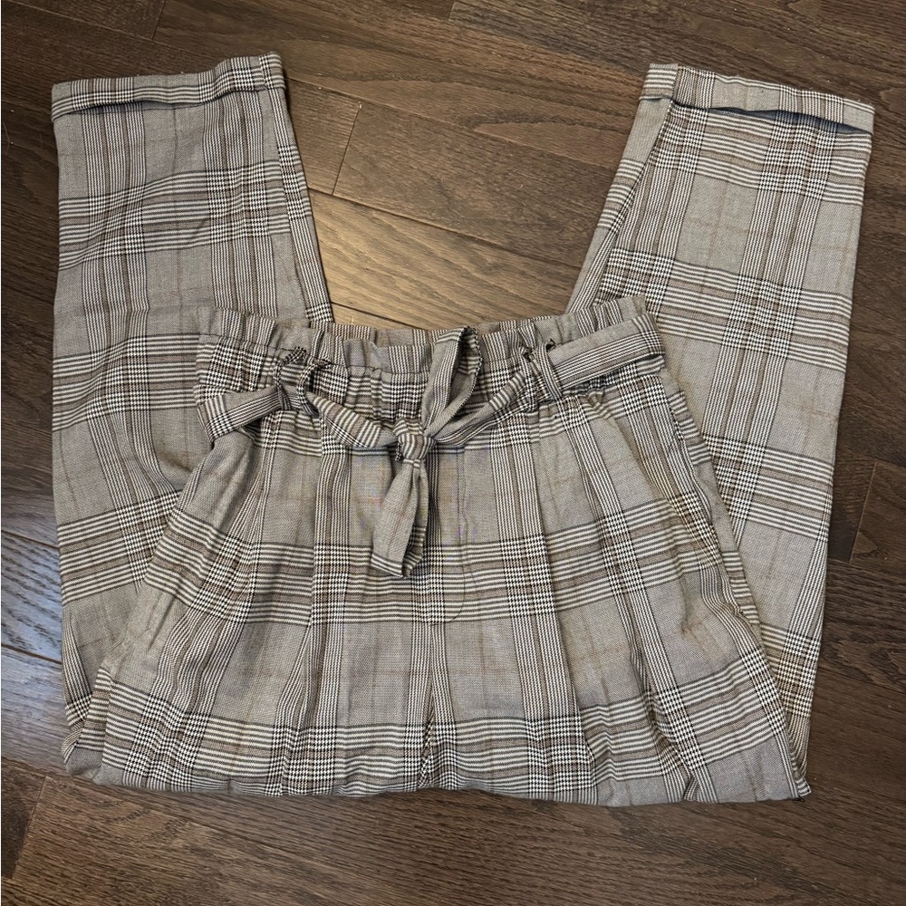 Plaid Tie-Waist Pants
